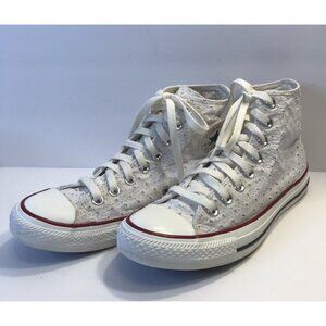 Converse Ctas Hi Men's Size 7 Woman's Size 9 Shoes White Canvas Perforated Stars